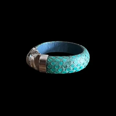 Leather ladies' and men's bracelet Goja blue XL
