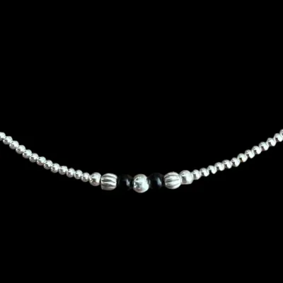 Zilveren ketting Bowien black