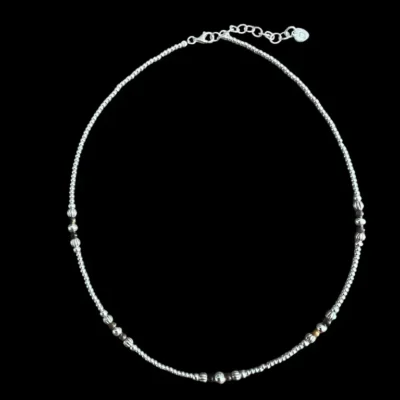 Zilveren ketting Bowien brown