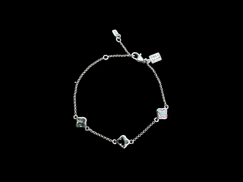 Zilveren dames armband Flower multicolour met abalone schelp 1 Zilveren dames armband Flower multicolour met abalone schelp