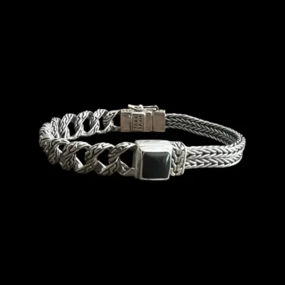 Zilveren dames amband Batari black met onyx steen
