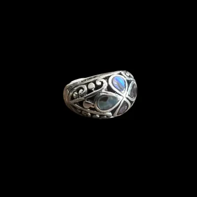 Zilveren dames ring met abalone schelp
