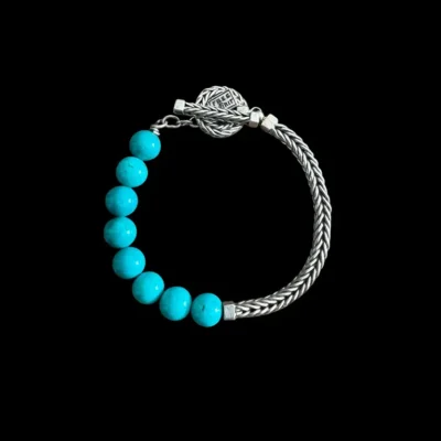 Zilveren armband met kralen en schakels