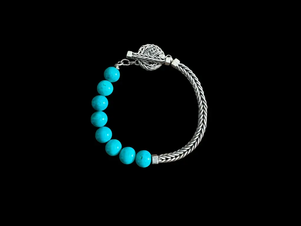 Zilveren dames armband Pearly blue 1 Zilveren armband met kralen en schakels
