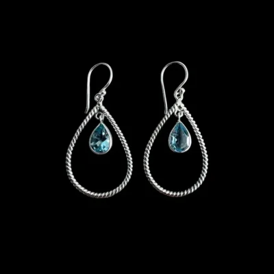 Zilveren oorbellen Tahiti blue met blauwe agaat steen