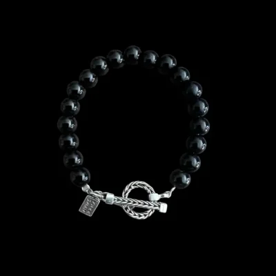 Kralenarmband Pearly full black met onyx kralen