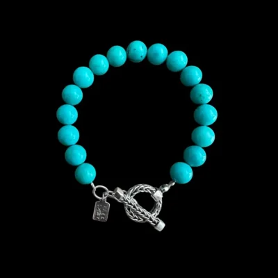 Turquoise kralen armband met zilveren sluiting