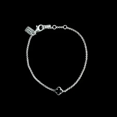Zilveren dames armband Flower black single