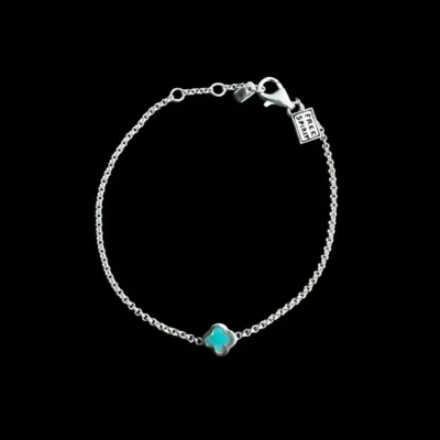 Zilveren armband met turkoois bloem