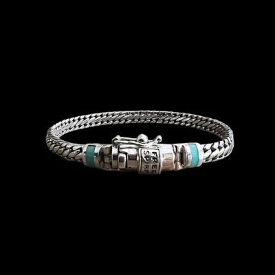 Zilveren dames en heren armband Strong xs blue