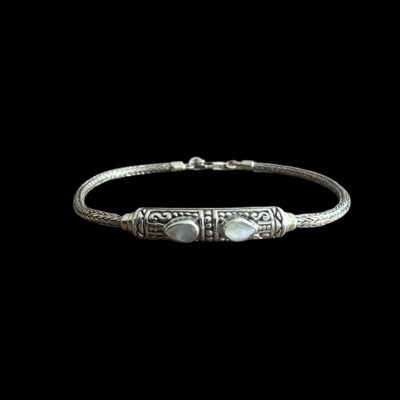 Zilveren armband met seashell wit