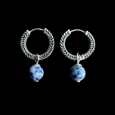 Zilveren oorbellen So beauty dark blue big met lapis lazuli