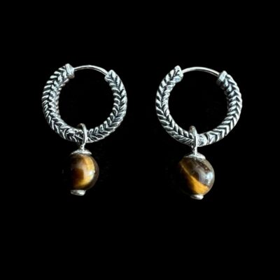 Zilveren oorbellen So beauty brown big met tigereye