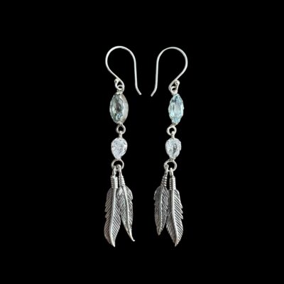 Zilveren oorbellen Indiani light blue