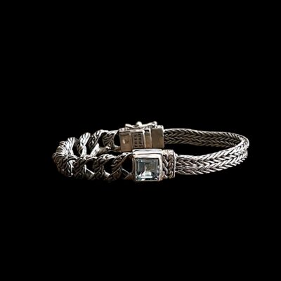 Zilveren dames armband Batari light blue met blauwe agaat