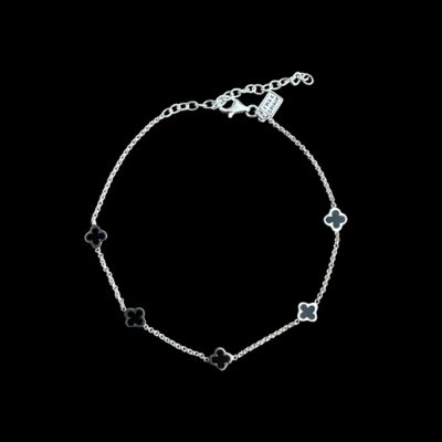 Enkelbandje Flower black