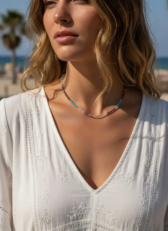 Ketting Colourfull life 2 Zilveren ketting met gekleurde steentjes