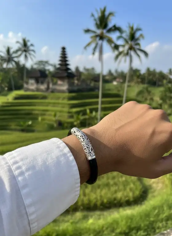 Dames en heren armband Cato 2 rubberen armband met zilver