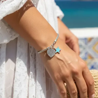 Zilveren dames armband Star blue