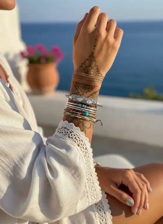 Zilveren dames armband Batur white met seashell white steentjes 3 Zilveren armband met witte steentjes