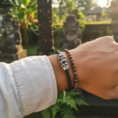 Lederen armband Skull