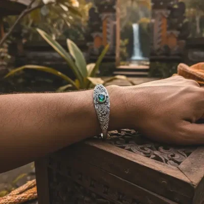 Zilveren dames armband Siti green