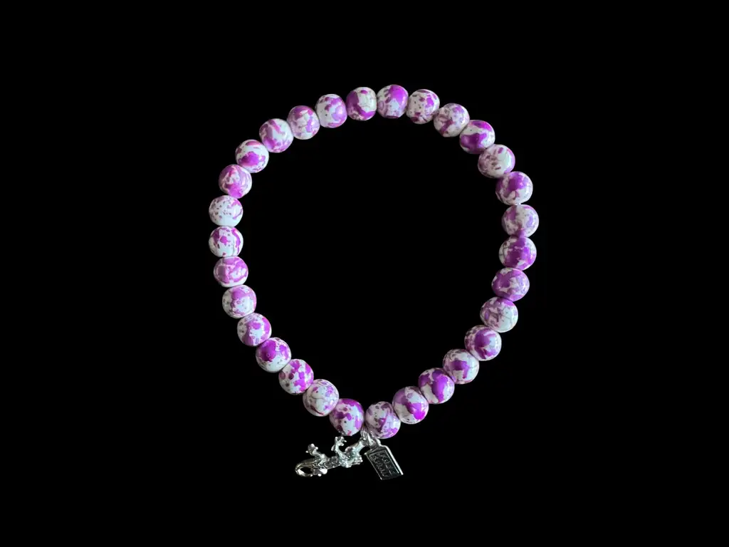 Enkelbandje zeesediment Pink met Gekko 1 enkelbandje met kralen