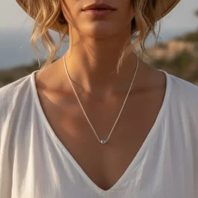 Zilveren ketting blue met blauwe agaat