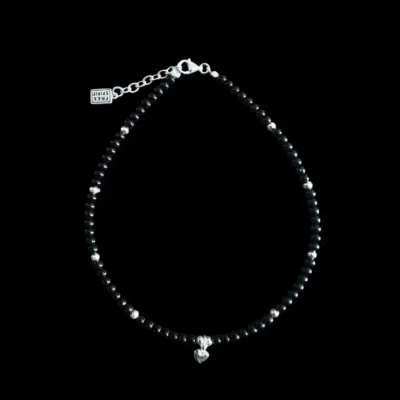 Enkelbandje Zara black met onyx steentjes