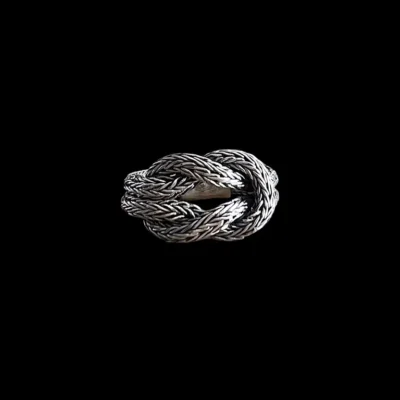 Zilveren dames ring met visgraat schakels