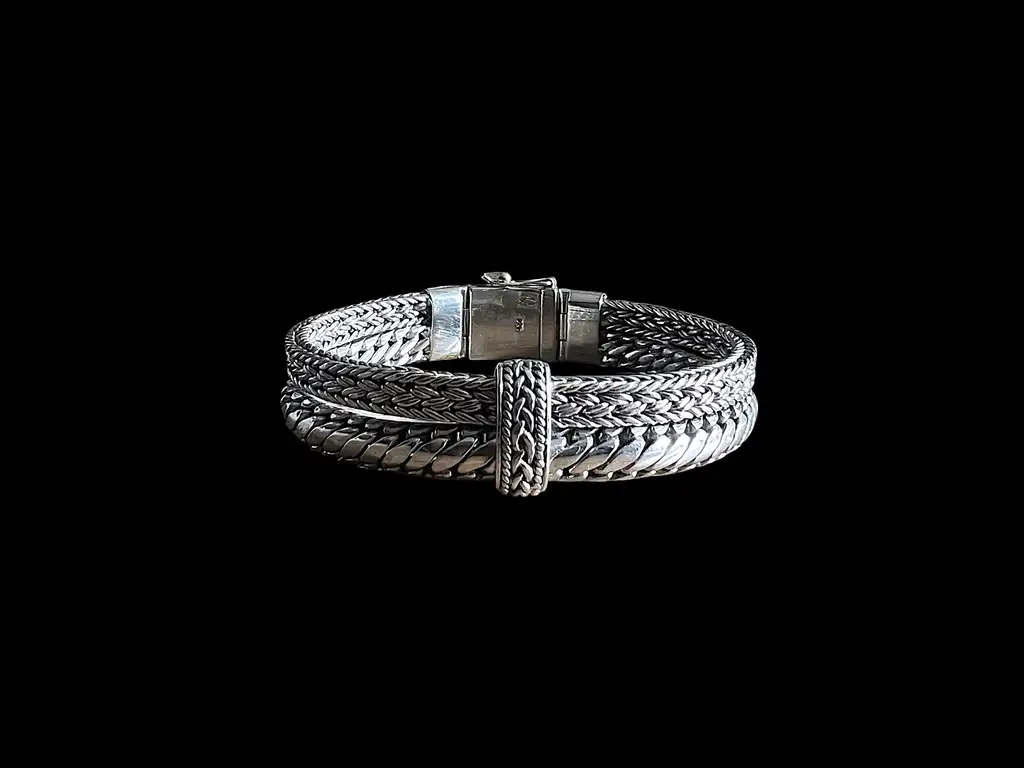 Zilveren dames en heren armband Boho smal 1 Zilveren schakel armband