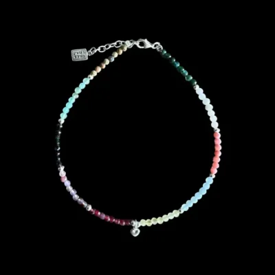 Enkelbandje Zara multicolour met gekleurde natuursteentjes