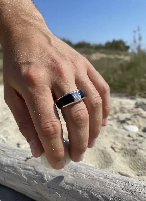 Zilveren dames en heren ring Suki met zirkonia steen 3 Zilveren ring met zwarte details