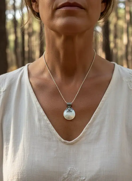 Hanger Mariska van witte seashell 2 zilveren hanger met witte steen