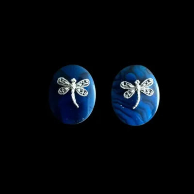 Oorbellen Dragonfly blue van abalone schelp