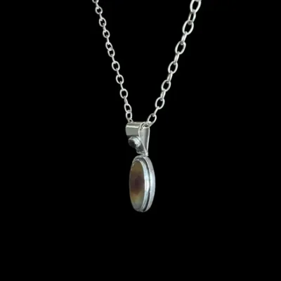 Zilveren hanger Branca met seashell bruin en rode granaat