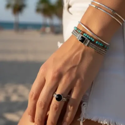 Zilveren dames ring Ciao black met onyx steen