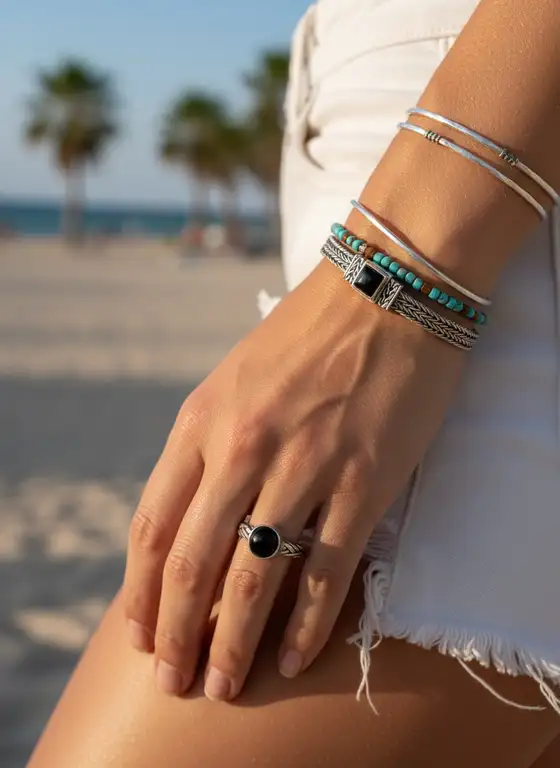 Zilveren dames ring Ciao black met onyx steen 2 Zilveren schakel ring met zwarte steen