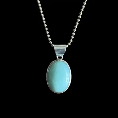 Ovale hanger met larimar steen Maribel