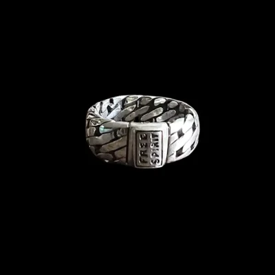 Brede zilveren schakelring. Zilveren ring Bono