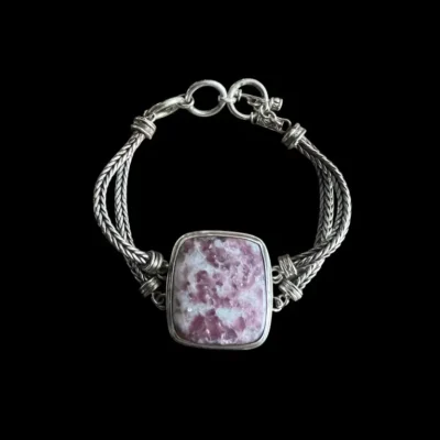 Zilveren dames armband Julia met pink jaspis